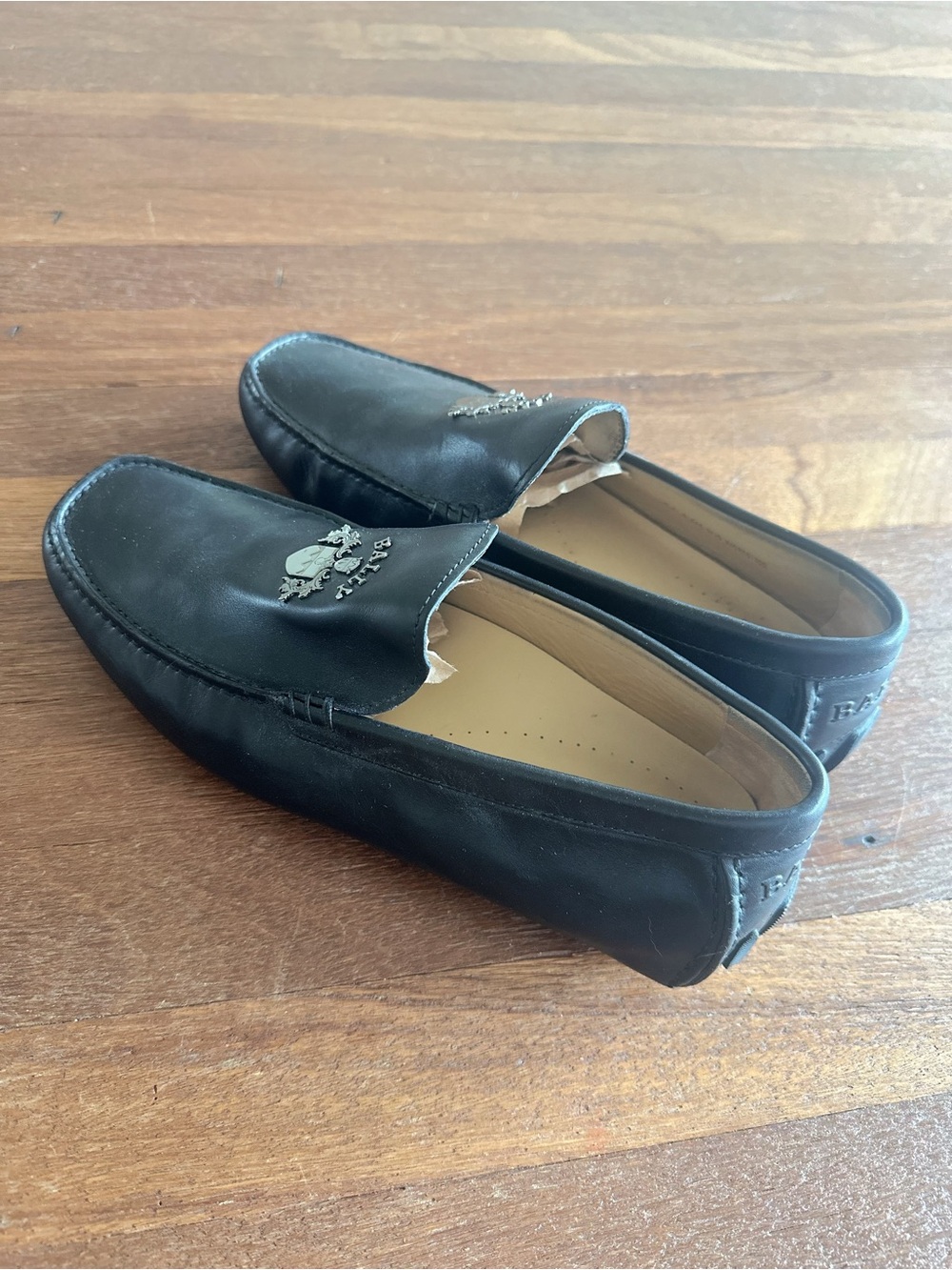 Bally Men’s Black Leather Driving Loafers Moccasins Slip On Shoes Luxury Size 8 - Picture 5 of 9